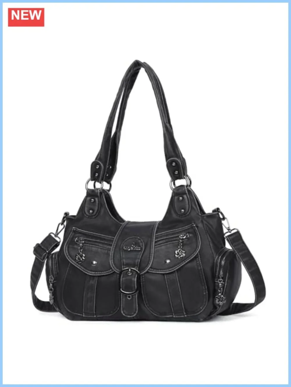 Vegan Leather Hobo Tote Bag Women Shoulder Purse Crossbody Handbag Roomy